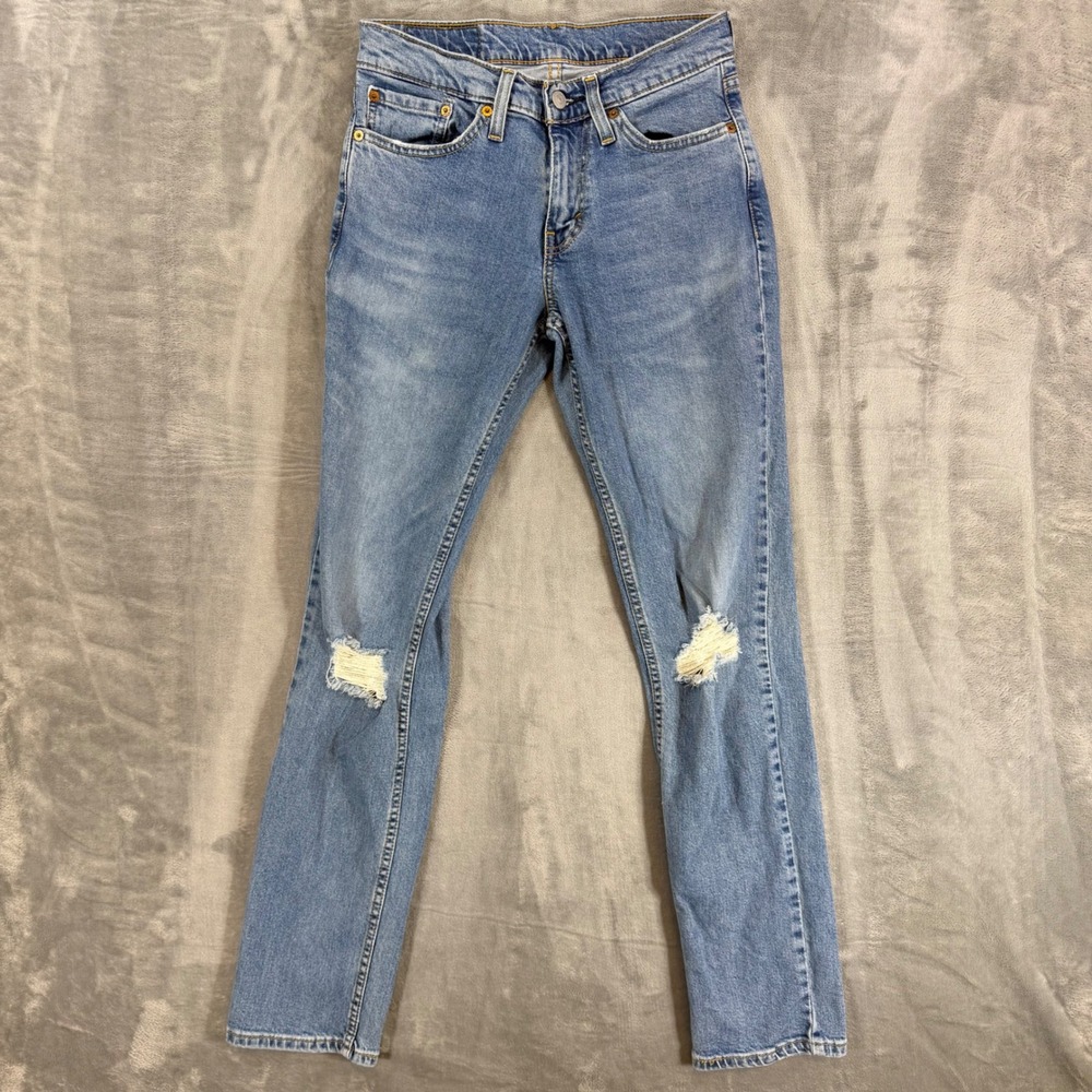 Levi's 511 Slim Fit Distressed Jeans Mens Size 28x32 Light Blue Denim Pants